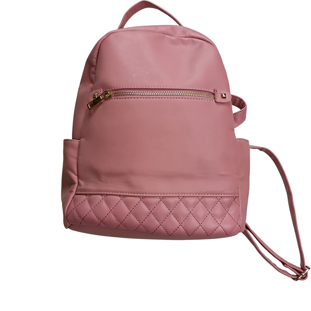 BP Mini Backpack Womens Small Pink Quilted Faux Leather Tassel Gold